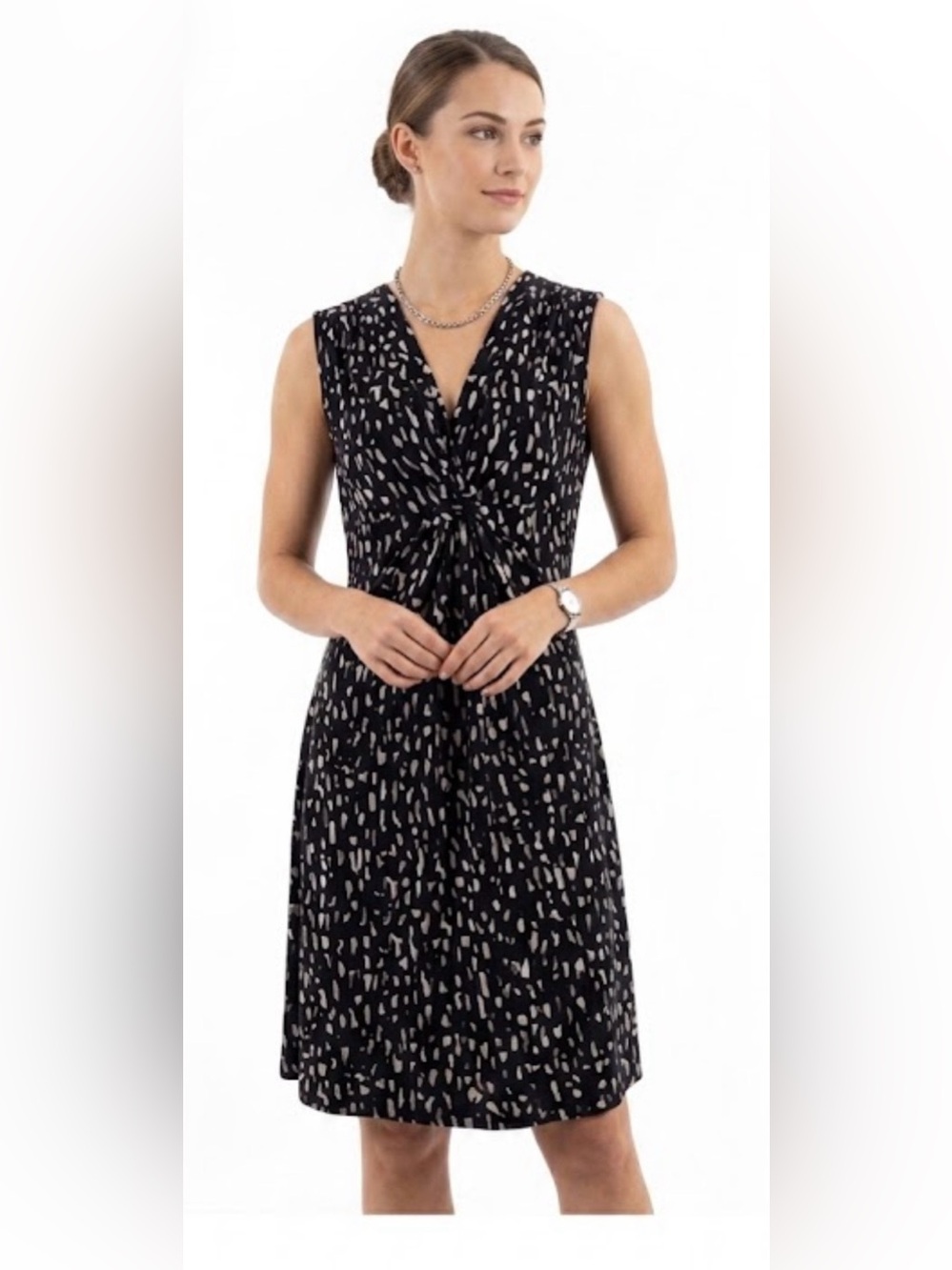Merona Black & White Knot-Front Sleeveless Dress